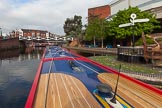 BCN Marathon Challenge 2013: NB "Firefly" turning, in front of NB "Felonious Mongoose",  from Oozells Street Loop onto the Main Line at Old Turn Junction, minutes before the start of the BCN Marathon Challenge..
Birmingham Canal Navigation,


United Kingdom,
on 25 May 2013 at 07:56, image #27