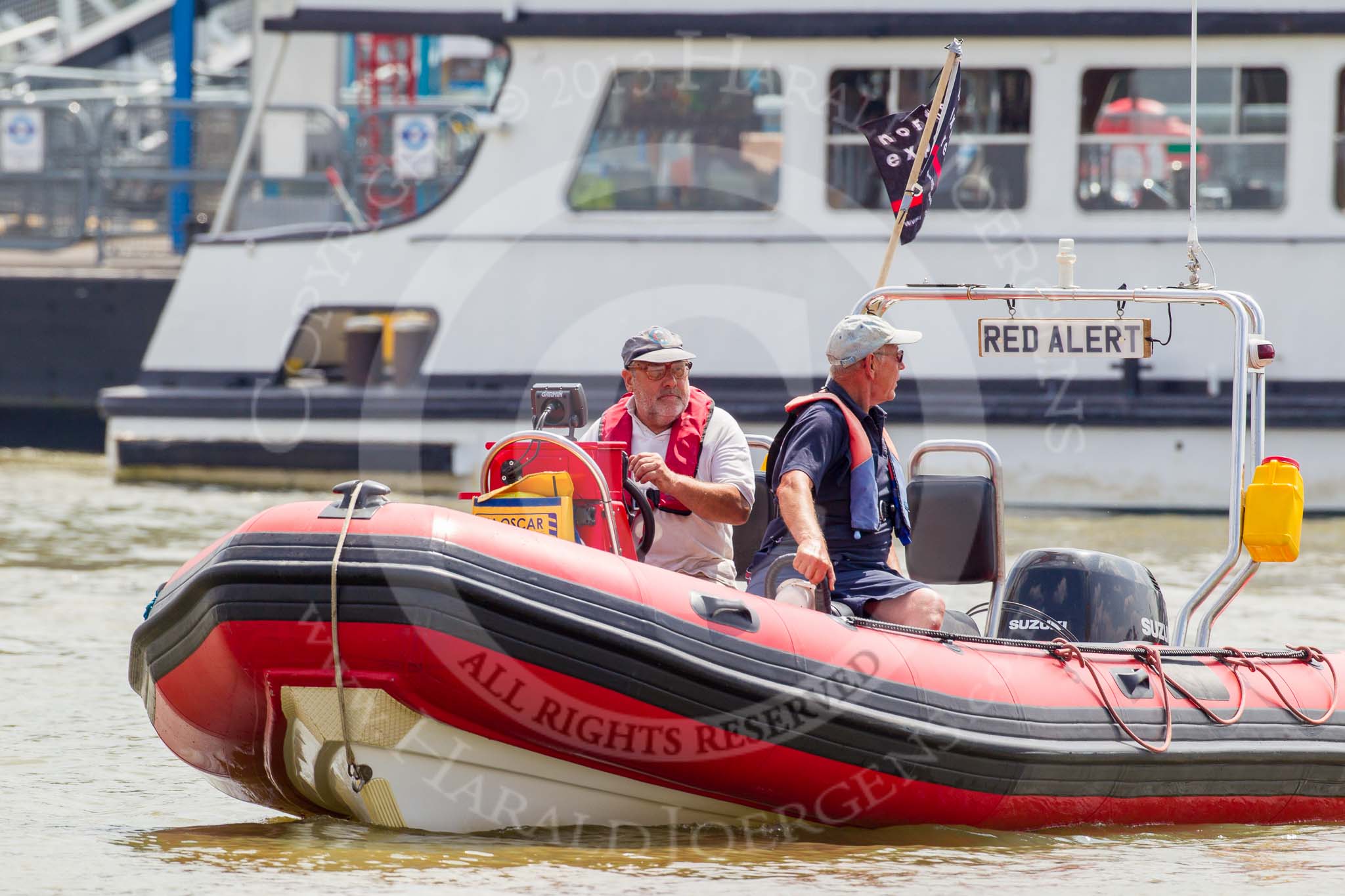 TOW River Thames Barge Driving Race 2013: ???Race officials???.
River Thames between Greenwich and Westminster,
London,

United Kingdom,
on 13 July 2013 at 12:33, image #90