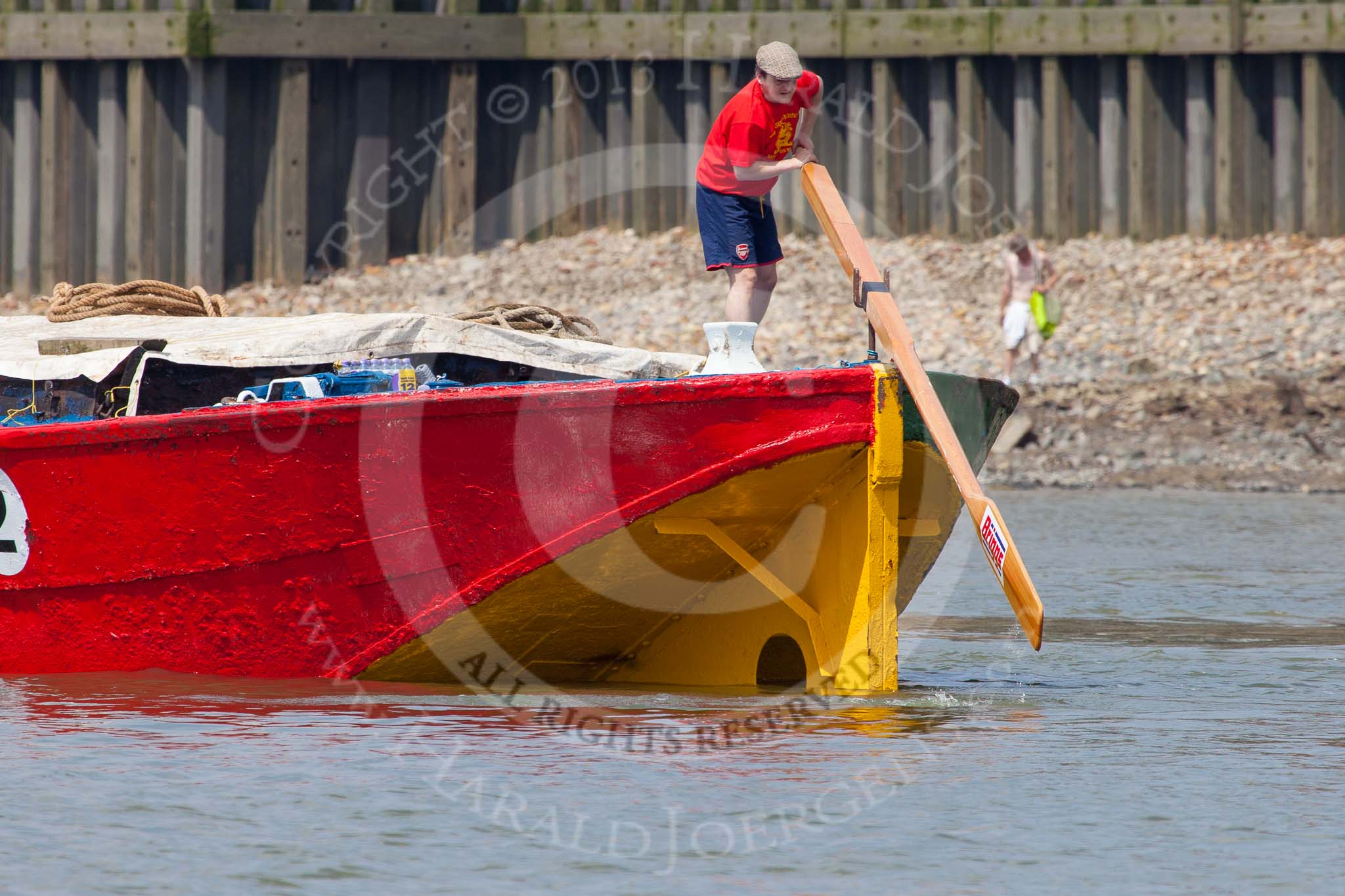 TOW River Thames Barge Driving Race 2013: Barge "Jane", by the RMT Union, during the race..
River Thames between Greenwich and Westminster,
London,

United Kingdom,
on 13 July 2013 at 12:41, image #164