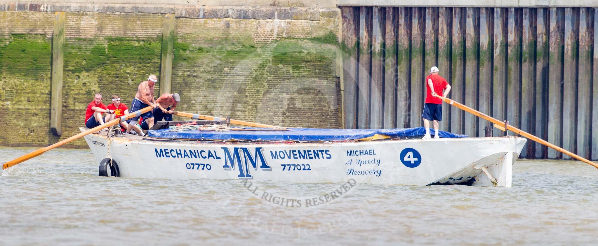 TOW River Thames Barge Driving Race 2013: Barge "Spirit of Mountabatten", by Mechanical Movements and Enabling Services Ltd..
River Thames between Greenwich and Westminster,
London,

United Kingdom,
on 13 July 2013 at 13:13, image #291