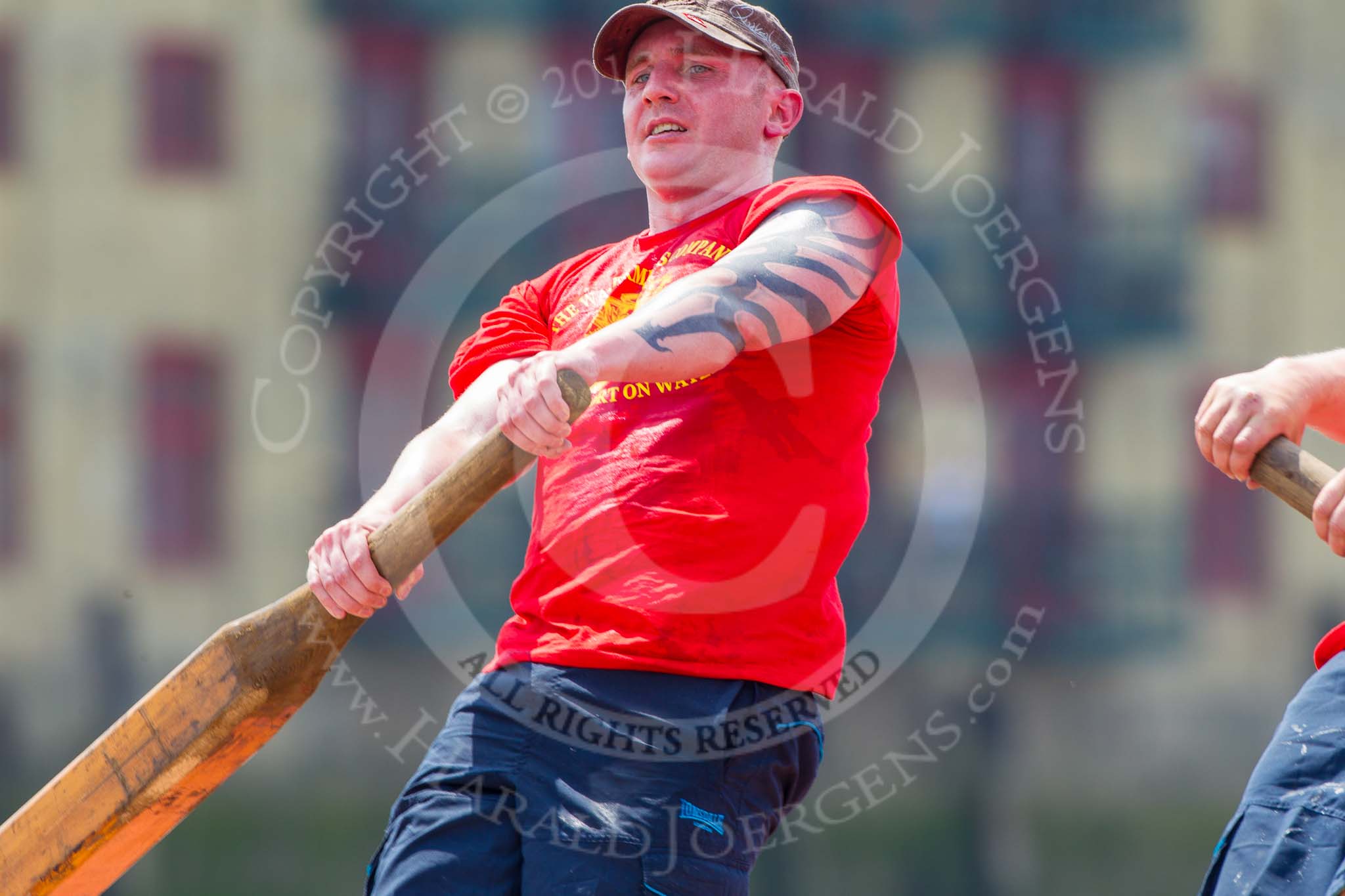 TOW River Thames Barge Driving Race 2013: Rowers on board of barge "Blackwall", by the Port of London Authority..
River Thames between Greenwich and Westminster,
London,

United Kingdom,
on 13 July 2013 at 13:19, image #314