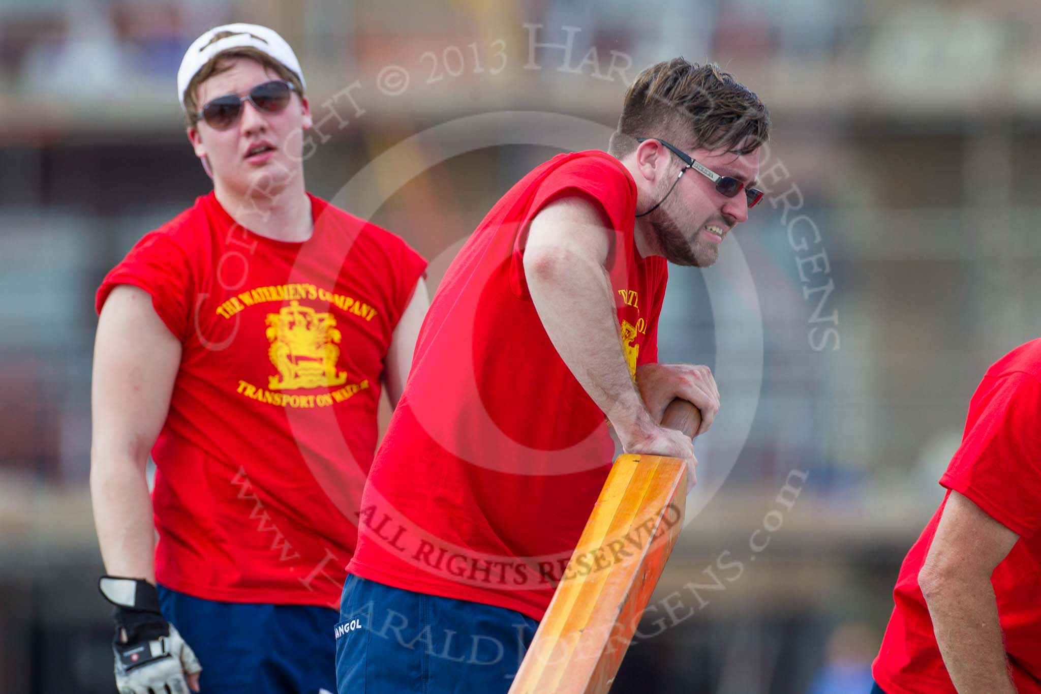 TOW River Thames Barge Driving Race 2013: Rowers on board of barge "Blackwall", by the Port of London Authority..
River Thames between Greenwich and Westminster,
London,

United Kingdom,
on 13 July 2013 at 13:23, image #321