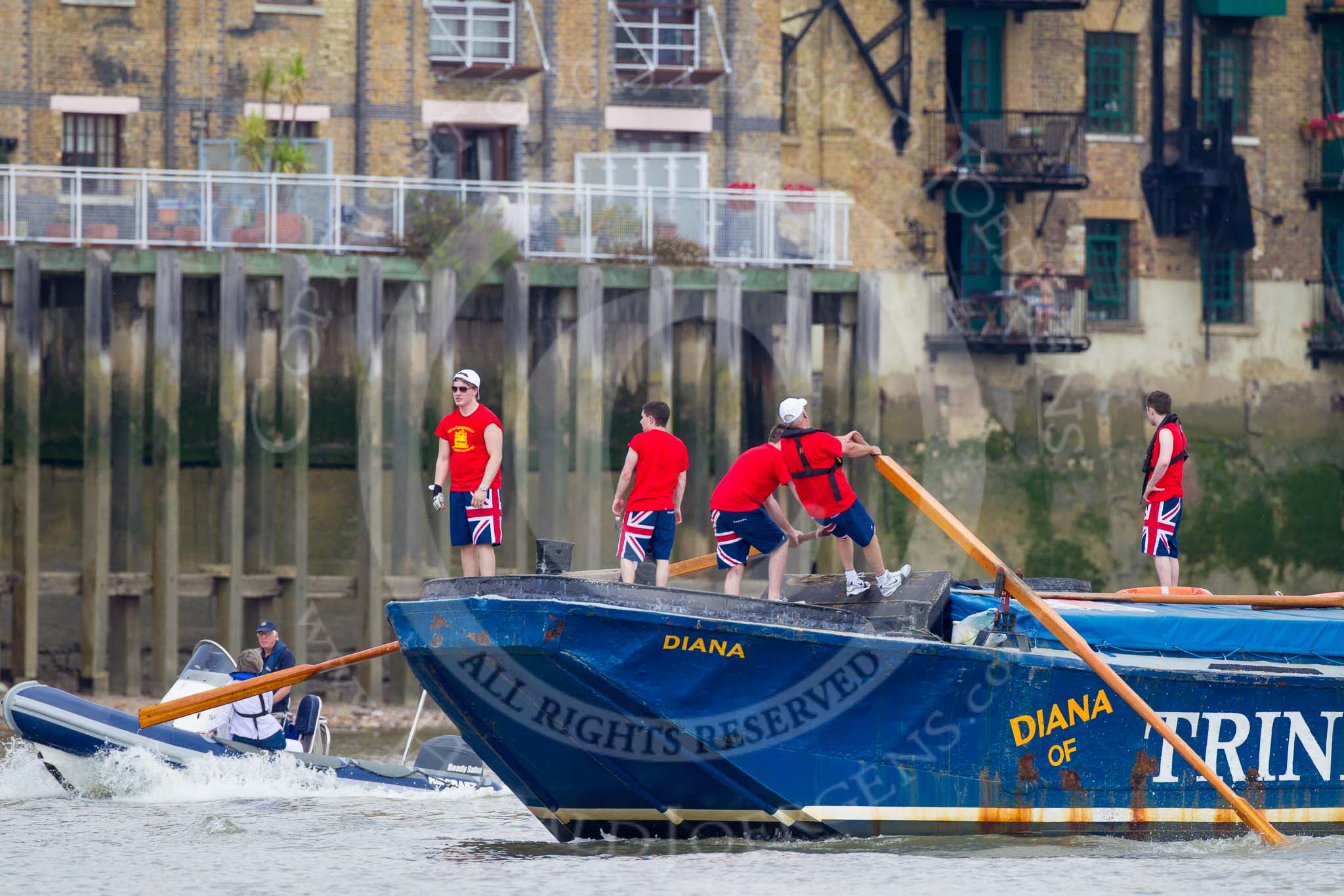 TOW River Thames Barge Driving Race 2013: Barge "Diana", by Trinity Buoy Wharf..
River Thames between Greenwich and Westminster,
London,

United Kingdom,
on 13 July 2013 at 13:24, image #328