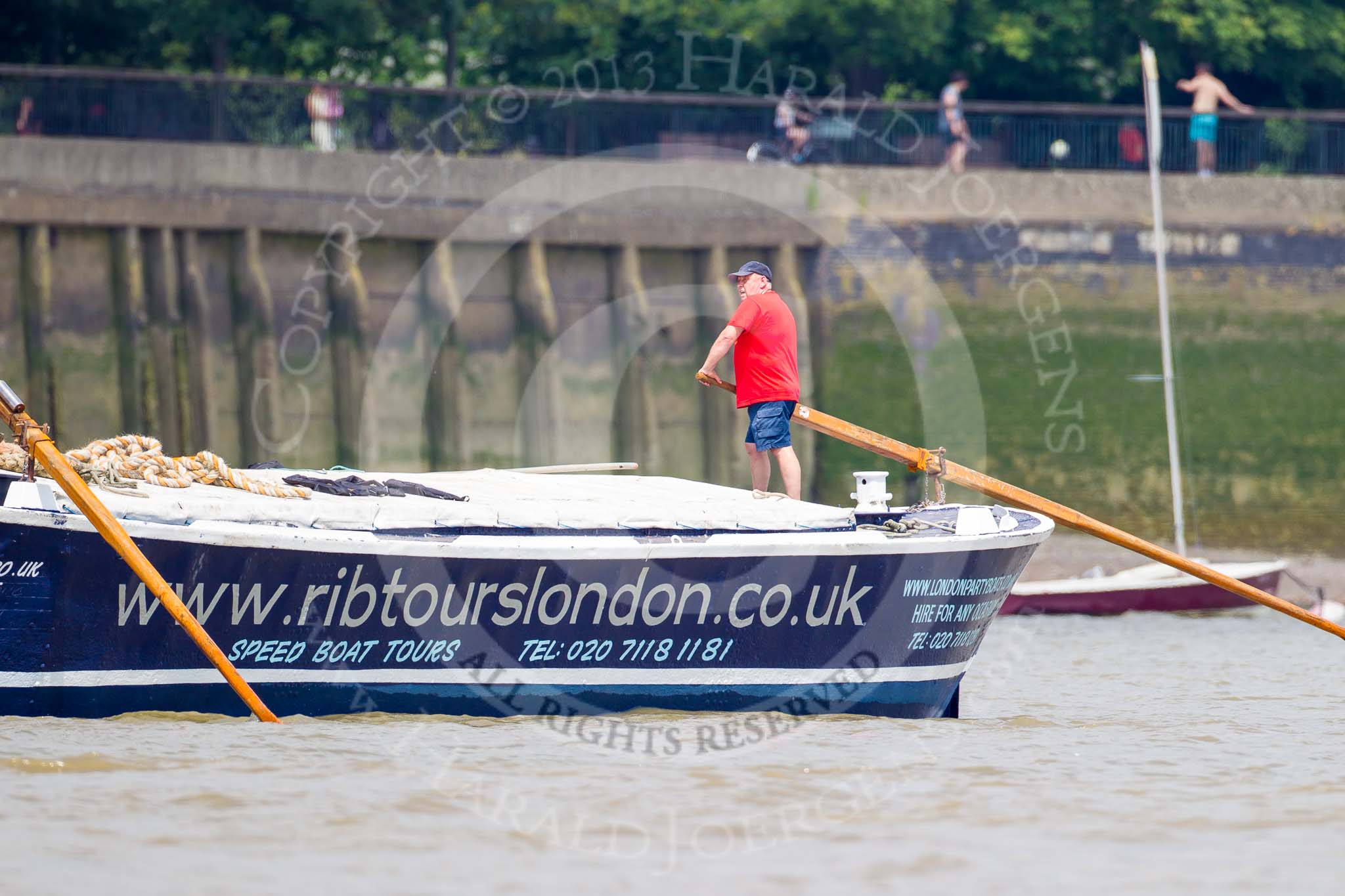 TOW River Thames Barge Driving Race 2013: Barge "Benjamin", by London Party Boats, during the race..
River Thames between Greenwich and Westminster,
London,

United Kingdom,
on 13 July 2013 at 13:27, image #346