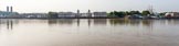 TOW River Thames Barge Driving Race 2013: Greenwich, the starting point of the race, seen from the northern side of the river. In the centre the National Maritime Museum, on the right Greenwich Pier and the Cutty Sark..
River Thames between Greenwich and Westminster,
London,

United Kingdom,
on 13 July 2013 at 08:45, image #1