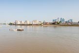 TOW River Thames Barge Driving Race 2013: Looking up the River Thames from Greenwich Pier, on the left another competing barge, "Spirit of Mountbatten" by Mechanical Movements and Enabling Services Ltd..
River Thames between Greenwich and Westminster,
London,

United Kingdom,
on 13 July 2013 at 09:07, image #10