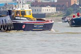 TOW River Thames Barge Driving Race 2013: Barges "Blackwall", by the Port of London Authority, and "Diana", by Trinity Buoy Wharf, on the way to the start of the race..
River Thames between Greenwich and Westminster,
London,

United Kingdom,
on 13 July 2013 at 11:37, image #34