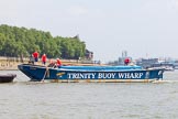 TOW River Thames Barge Driving Race 2013: Barge "Diana", by Trinity Buoy Wharf, before the start of the race..
River Thames between Greenwich and Westminster,
London,

United Kingdom,
on 13 July 2013 at 12:03, image #46