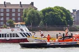 TOW River Thames Barge Driving Race 2013: Barge "Hoppy", by GPS Fabrication, behind GPS Marine tug "GPS Vincia", behind them plasure boat "Mayflower Garden" by City Cruises..
River Thames between Greenwich and Westminster,
London,

United Kingdom,
on 13 July 2013 at 12:24, image #81
