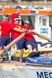TOW River Thames Barge Driving Race 2013: Rowers on the deck of barge "Spirit of Mountabatten", by Mechanical Movements and Enabling Services Ltd, working hard during the race..
River Thames between Greenwich and Westminster,
London,

United Kingdom,
on 13 July 2013 at 12:39, image #154