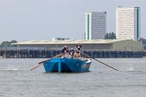 TOW River Thames Barge Driving Race 2013: Rear view of barge "Darren Lacey", by Princess Pocahontas, during the race..
River Thames between Greenwich and Westminster,
London,

United Kingdom,
on 13 July 2013 at 12:40, image #161