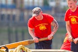 TOW River Thames Barge Driving Race 2013: Rowers on board of barge "Blackwall", by the Port of London Authority..
River Thames between Greenwich and Westminster,
London,

United Kingdom,
on 13 July 2013 at 13:19, image #313