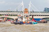 TOW River Thames Barge Driving Race 2013: Barges on the way back to Greenwich, passing Hungerford Bridge..
River Thames between Greenwich and Westminster,
London,

United Kingdom,
on 13 July 2013 at 14:43, image #517