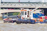 TOW River Thames Barge Driving Race 2013: PLA tug "Impulse" pushing barge "Blackwall", by the Port of London Authority, back to Greenwich..
River Thames between Greenwich and Westminster,
London,

United Kingdom,
on 13 July 2013 at 14:43, image #518