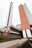 BCN Marathon Challenge 2014: Old and new at the Farmers Bridge Flight, Birmingham & Fazeley Canal, The BT Tower and a modern building contrast with the canal, and the old brick building on the left..
Birmingham Canal Navigation,


United Kingdom,
on 23 May 2014 at 14:50, image #33