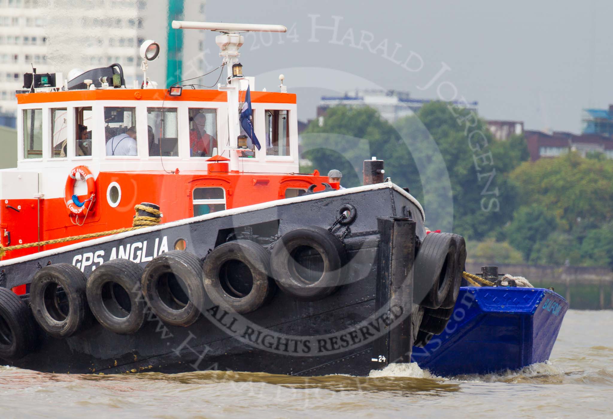 TOW River Thames Barge Driving Race 2014.
River Thames between Greenwich and Westminster,
London,

United Kingdom,
on 28 June 2014 at 11:51, image #26