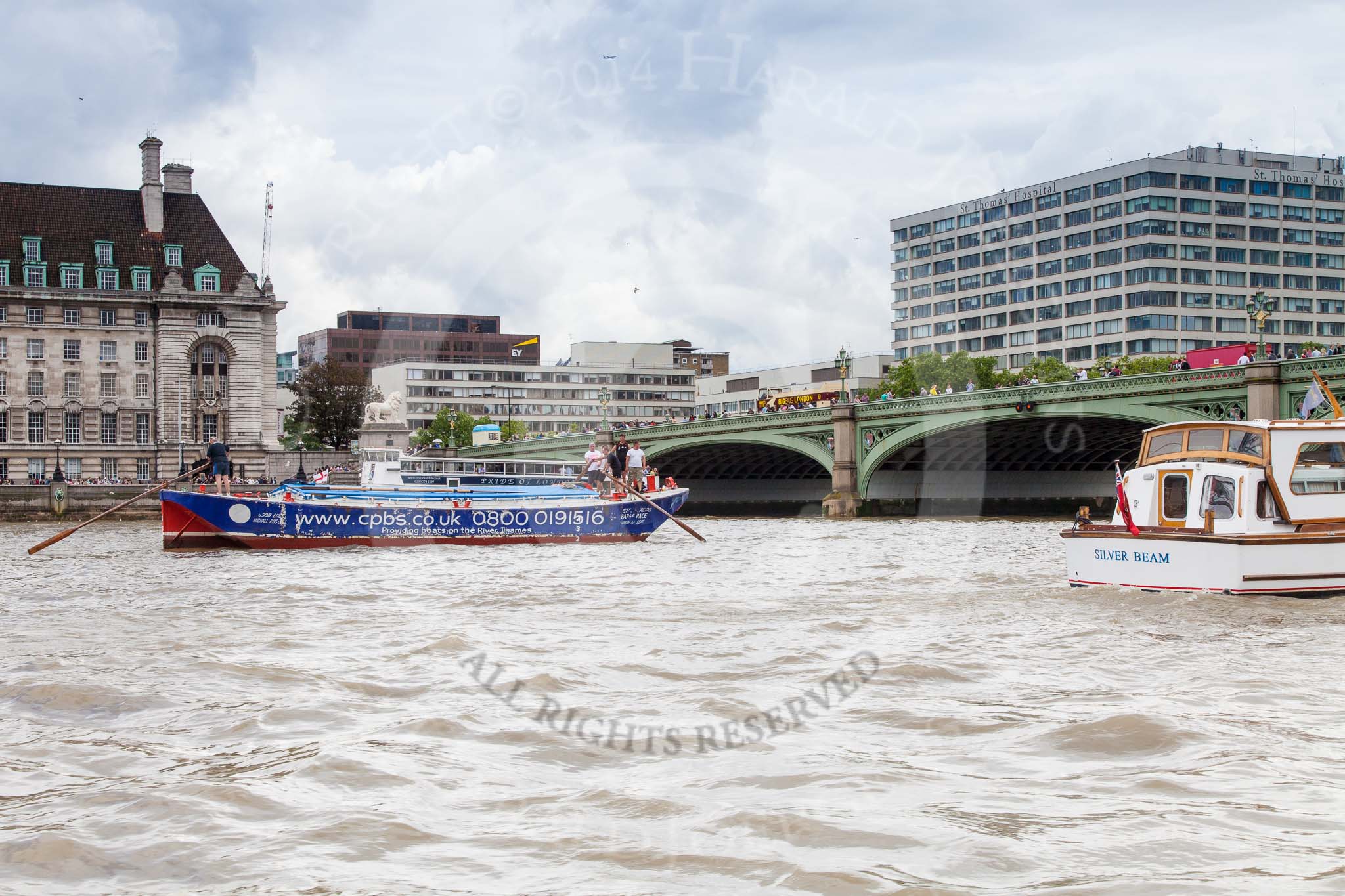 TOW River Thames Barge Driving Race 2014.
River Thames between Greenwich and Westminster,
London,

United Kingdom,
on 28 June 2014 at 14:02, image #365