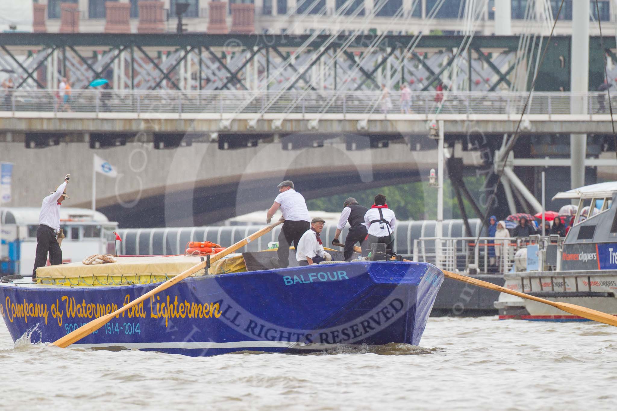 TOW River Thames Barge Driving Race 2014.
River Thames between Greenwich and Westminster,
London,

United Kingdom,
on 28 June 2014 at 14:29, image #413