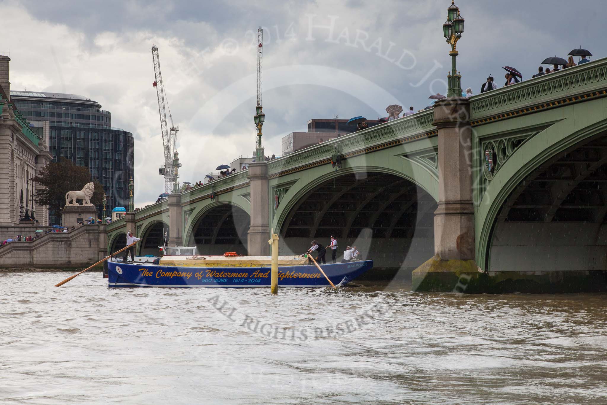 TOW River Thames Barge Driving Race 2014.
River Thames between Greenwich and Westminster,
London,

United Kingdom,
on 28 June 2014 at 14:31, image #417