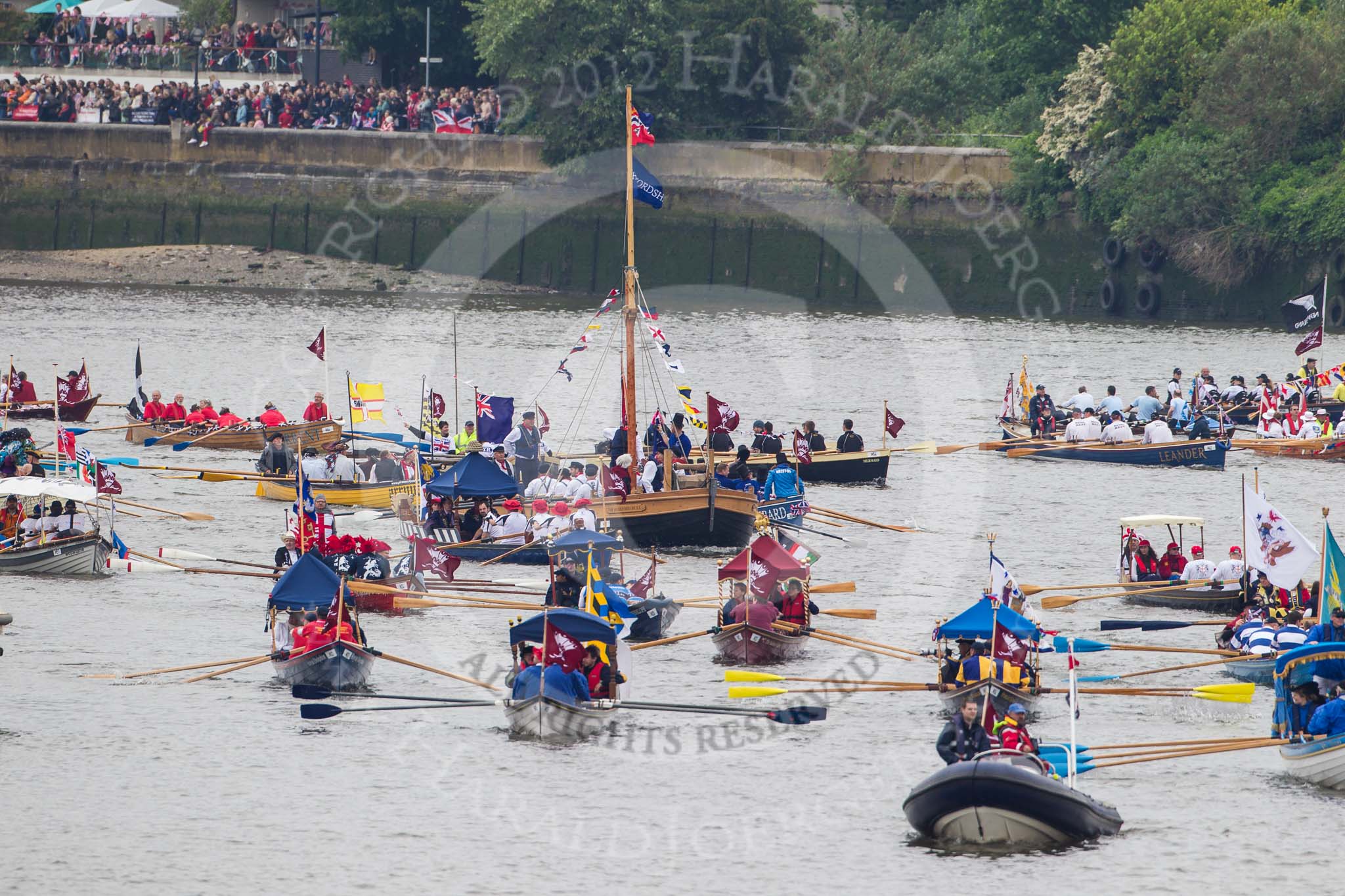 Thames Diamond Jubilee Pageant.
River Thames seen from Battersea Bridge,
London,

United Kingdom,
on 03 June 2012 at 14:38, image #69