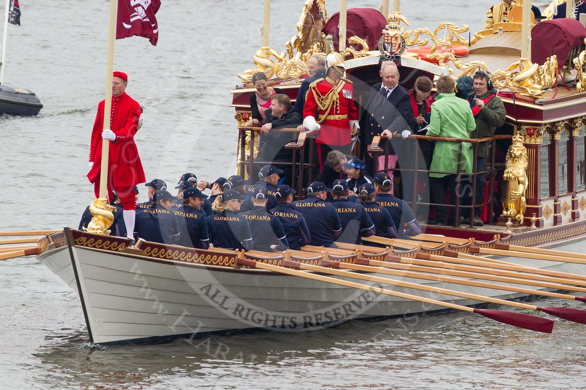 Thames Diamond Jubilee Pageant: SHALLOPS-Gloriana (M3)..
River Thames seen from Battersea Bridge,
London,

United Kingdom,
on 03 June 2012 at 14:39, image #73