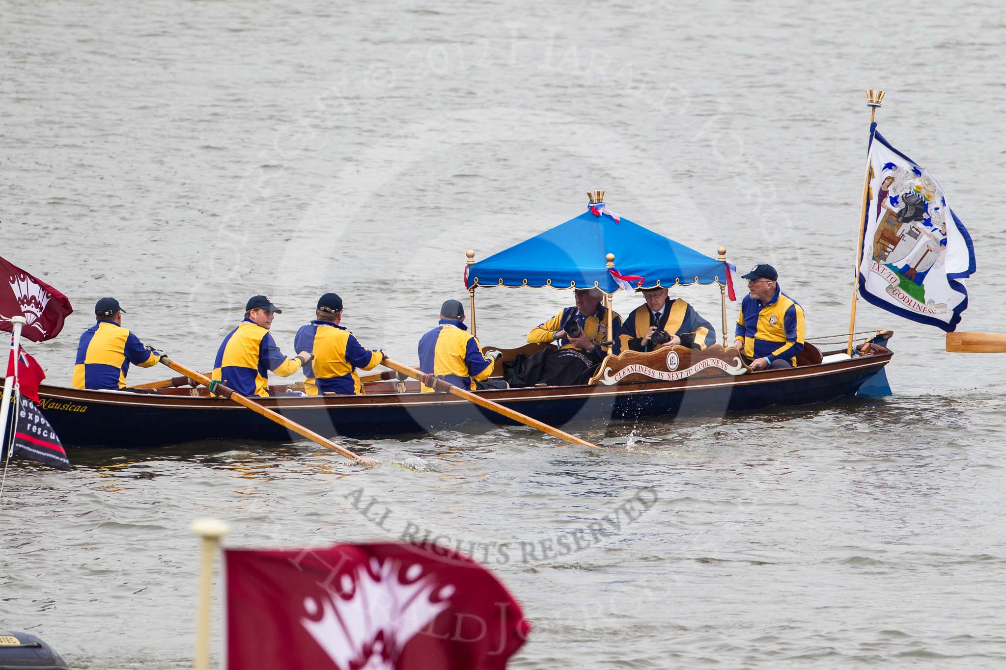 Thames Diamond Jubilee Pageant: WATERMAN'S CUTTERS-Princess Nausicaa (M14)..
River Thames seen from Battersea Bridge,
London,

United Kingdom,
on 03 June 2012 at 14:40, image #82