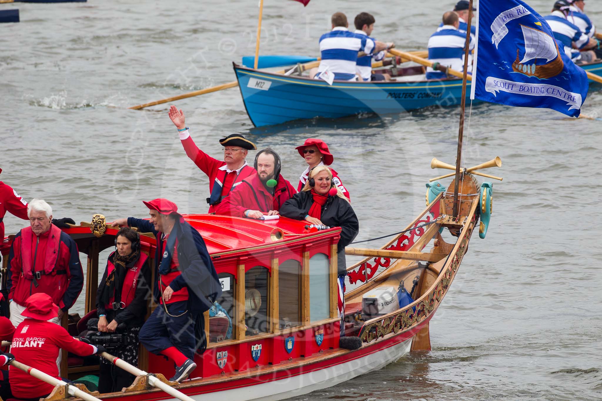 Thames Diamond Jubilee Pageant: SHALLOPS-Jubilant (M5)..
River Thames seen from Battersea Bridge,
London,

United Kingdom,
on 03 June 2012 at 14:41, image #86