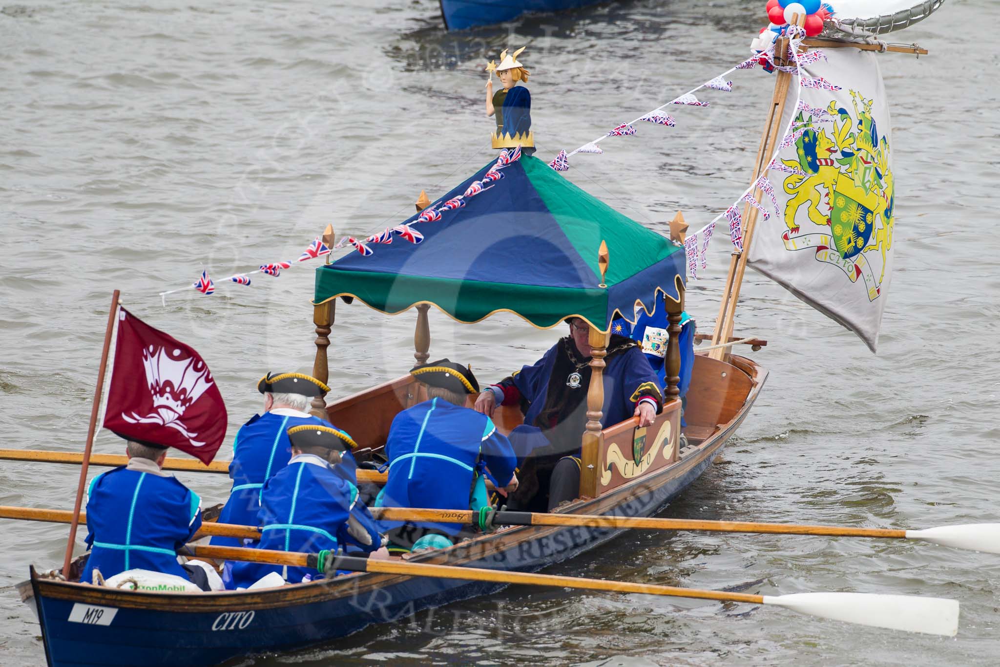 Thames Diamond Jubilee Pageant: WATERMAN'S CUTTERS-Cito (M19)..
River Thames seen from Battersea Bridge,
London,

United Kingdom,
on 03 June 2012 at 14:41, image #89