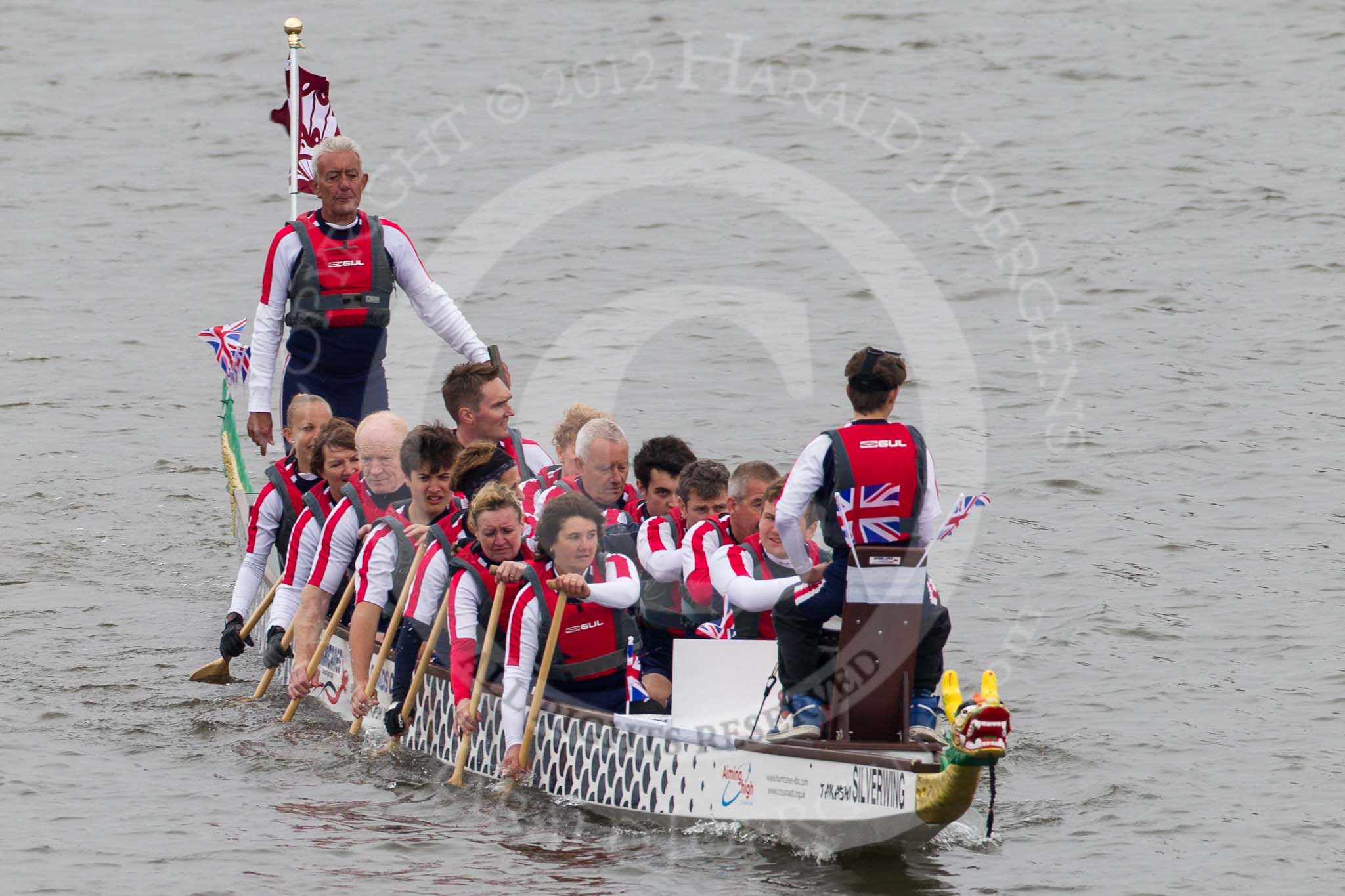 Thames Diamond Jubilee Pageant: DRAGON BOATS-Silverwing (M181)..
River Thames seen from Battersea Bridge,
London,

United Kingdom,
on 03 June 2012 at 14:48, image #130