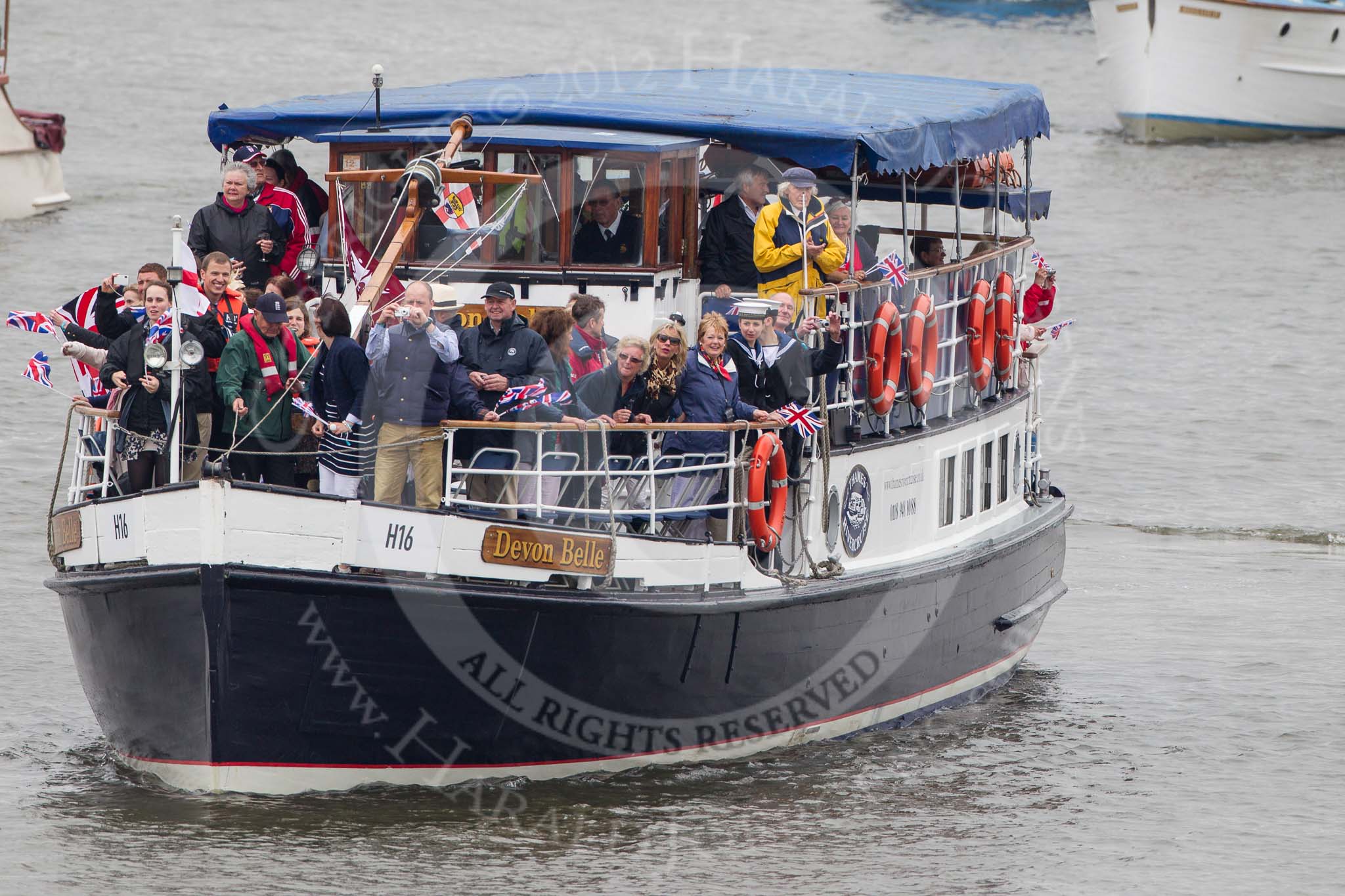 Thames Diamond Jubilee Pageant: DUNKIRK LITTLE SHIPS-Devon Belle (H16)..
River Thames seen from Battersea Bridge,
London,

United Kingdom,
on 03 June 2012 at 15:13, image #279