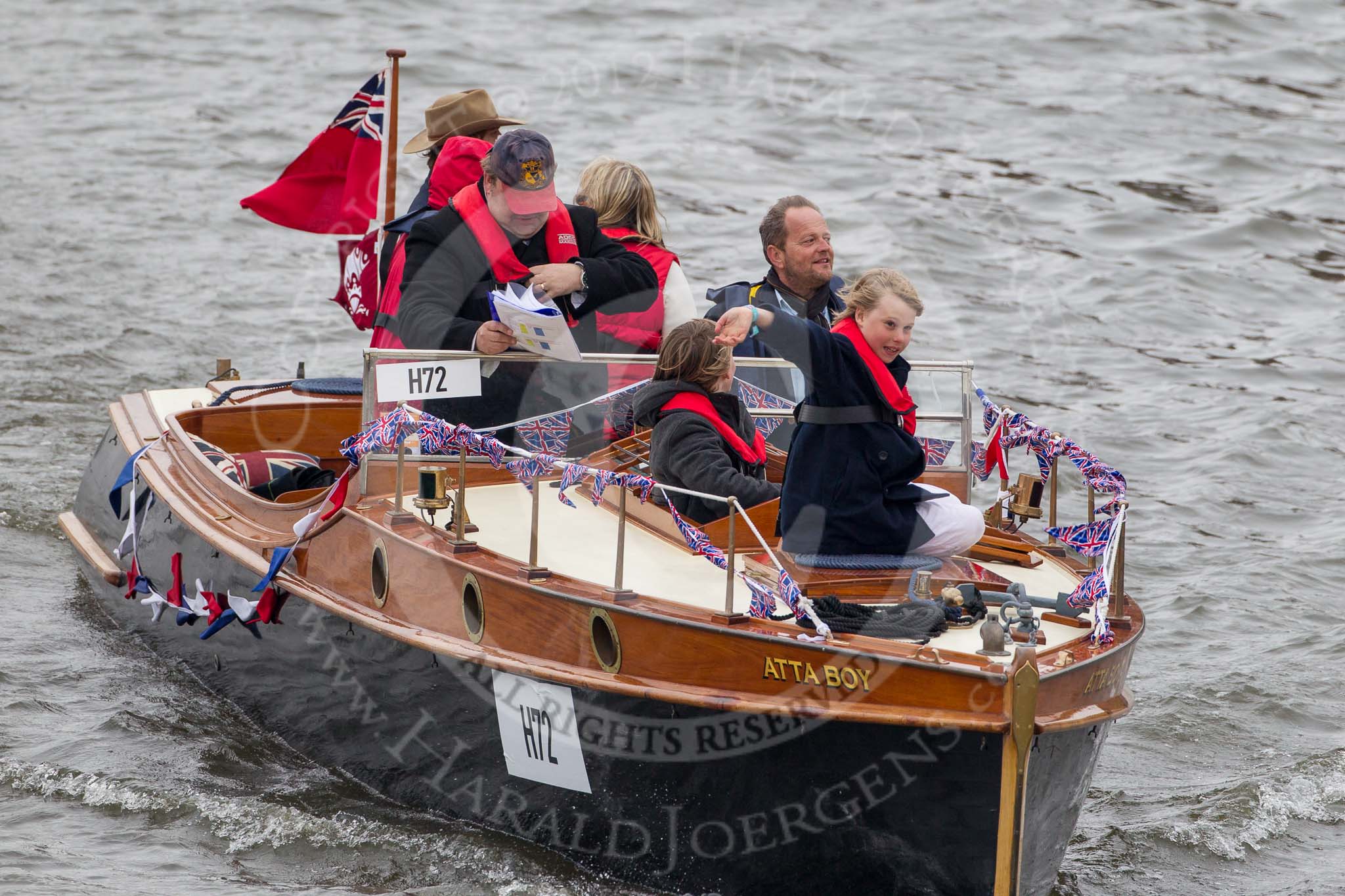 Thames Diamond Jubilee Pageant: FORCES-Atta Boy (H72)..
River Thames seen from Battersea Bridge,
London,

United Kingdom,
on 03 June 2012 at 15:26, image #349