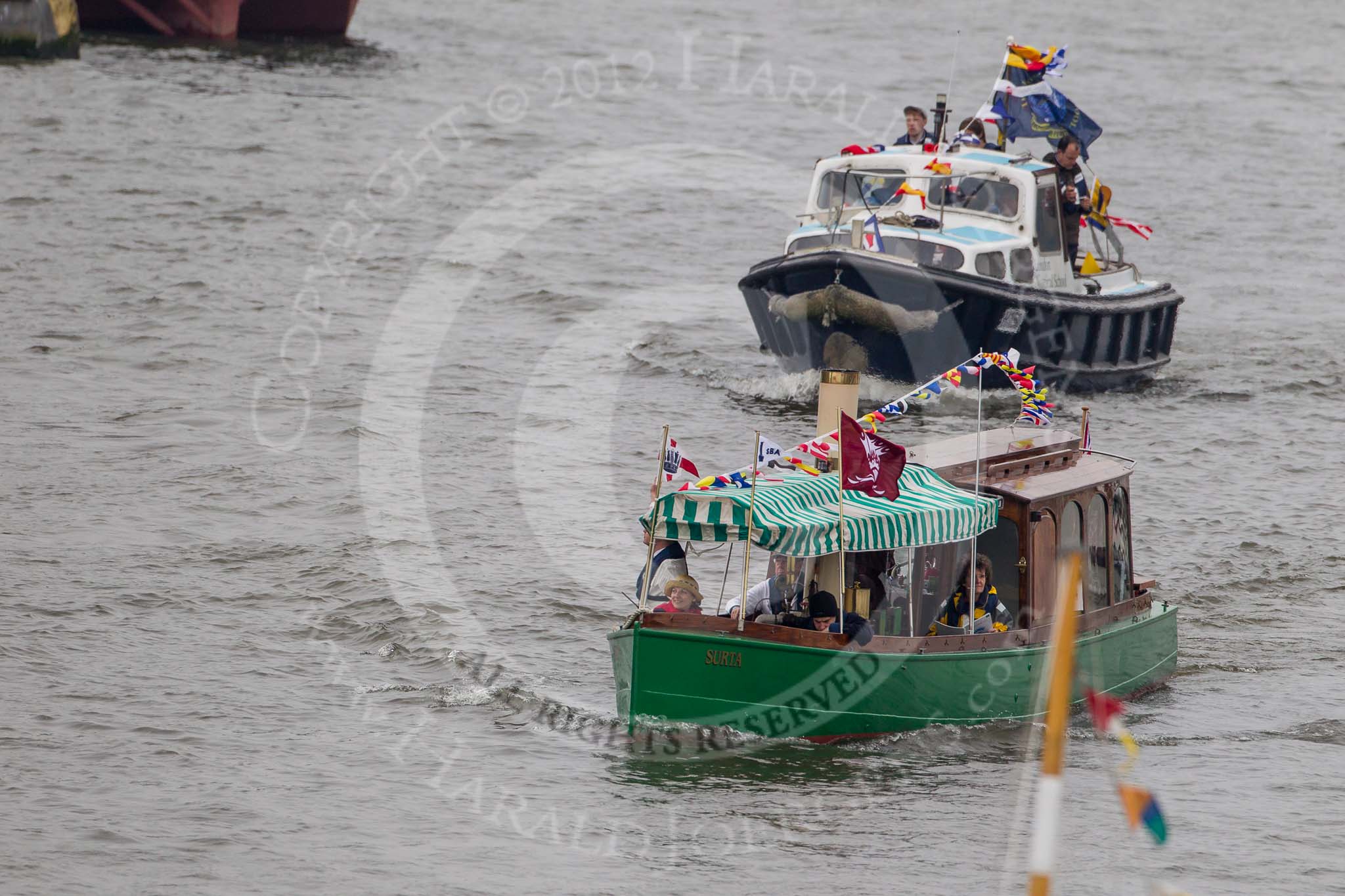 Thames Diamond Jubilee Pageant: STEAM LAUNCHES-Surta (144)..
River Thames seen from Battersea Bridge,
London,

United Kingdom,
on 03 June 2012 at 15:35, image #402