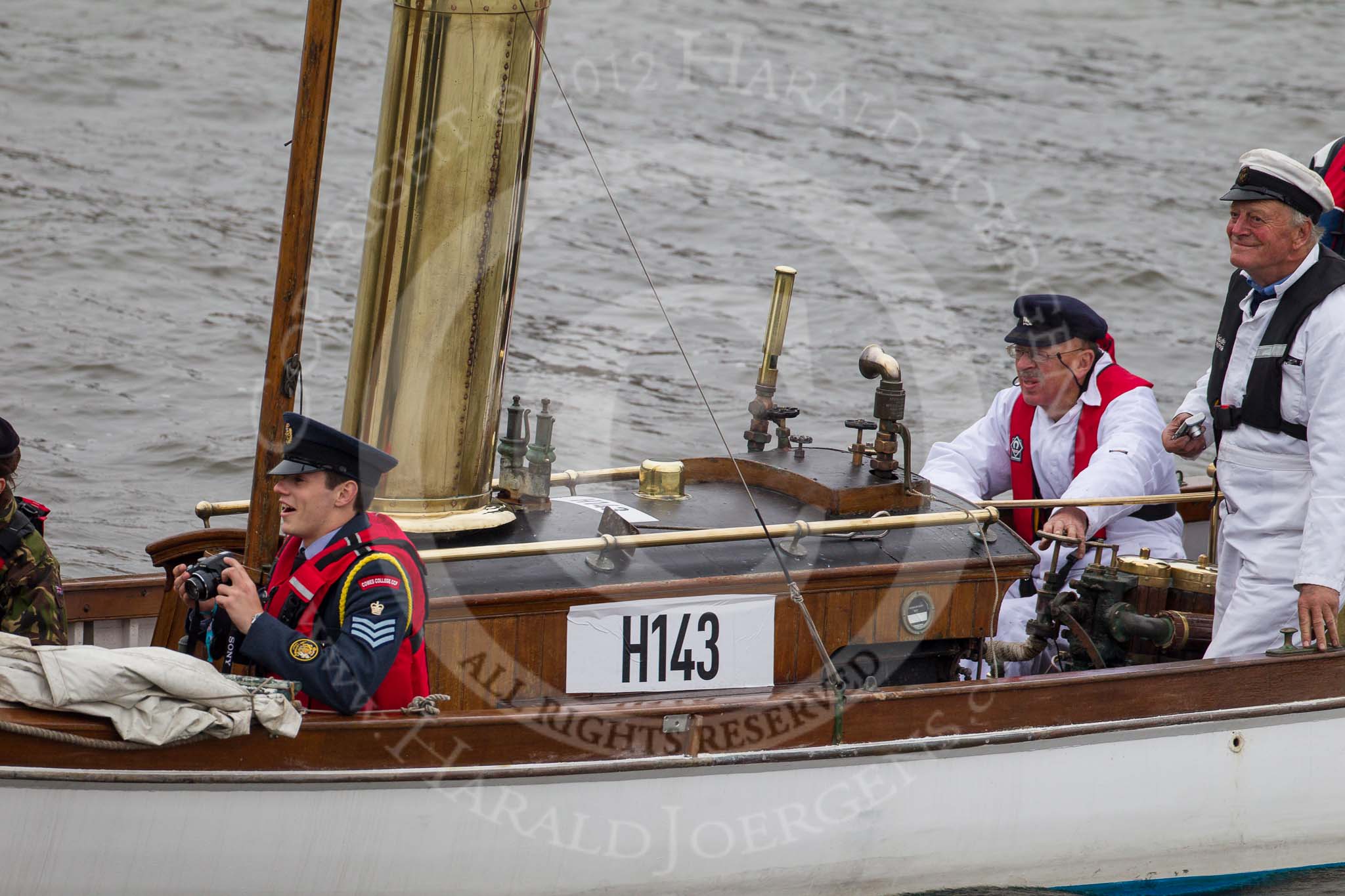 Thames Diamond Jubilee Pageant: STEAM LAUNCHES-Kariat (Isle of Wight) (H143)..
River Thames seen from Battersea Bridge,
London,

United Kingdom,
on 03 June 2012 at 15:36, image #405