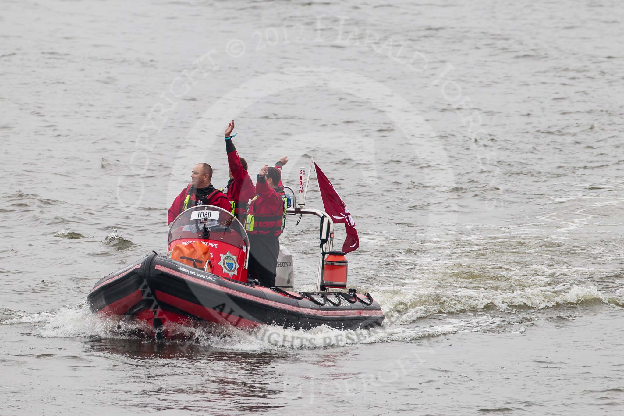 Thames Diamond Jubilee Pageant: FIREBOATS-Jim Steel(H160)..
River Thames seen from Battersea Bridge,
London,

United Kingdom,
on 03 June 2012 at 15:38, image #410