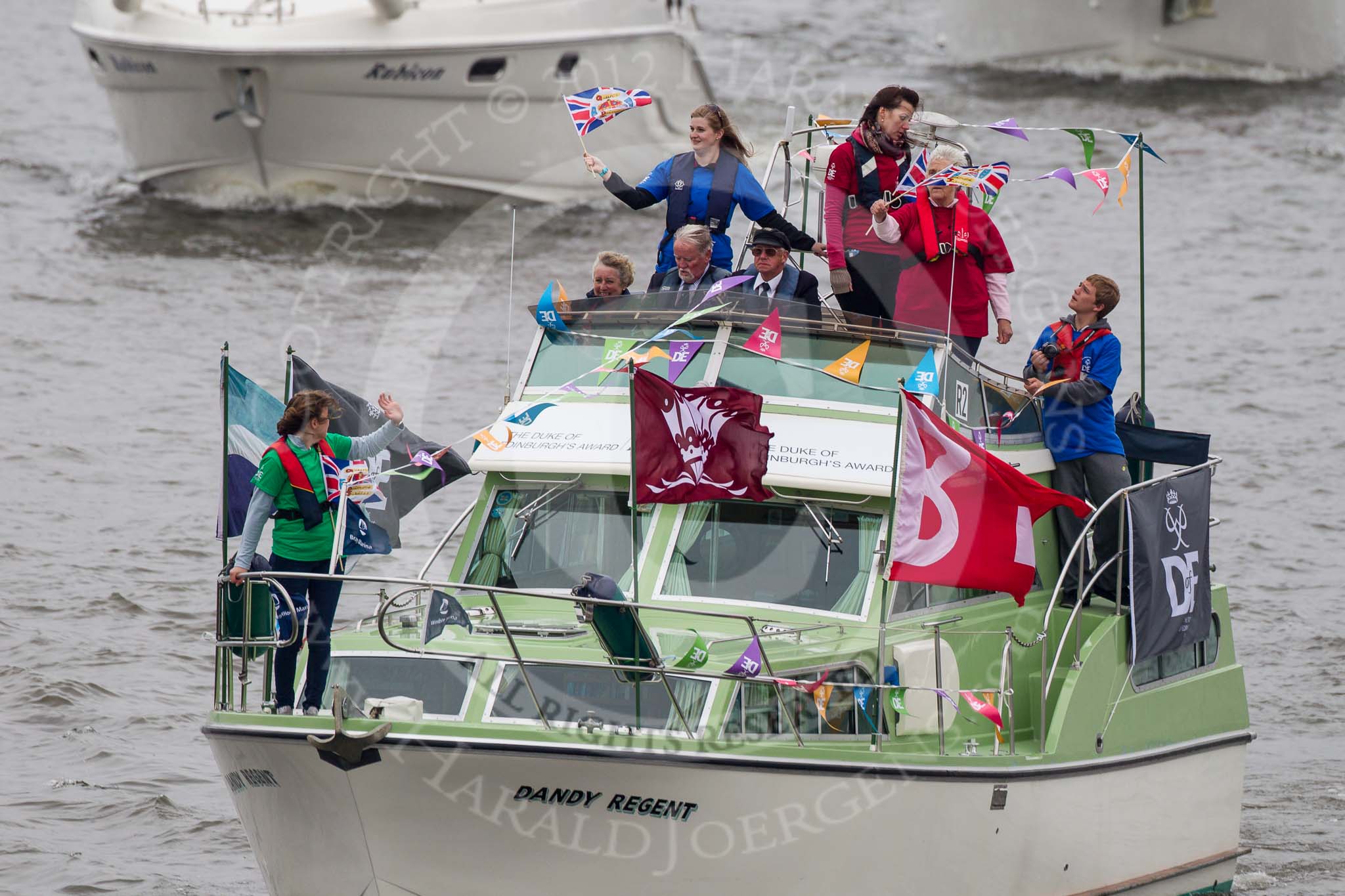 Thames Diamond Jubilee Pageant: RECREATIONAL MOTOR BOATS-Dandy Regent (R2)..
River Thames seen from Battersea Bridge,
London,

United Kingdom,
on 03 June 2012 at 15:40, image #418