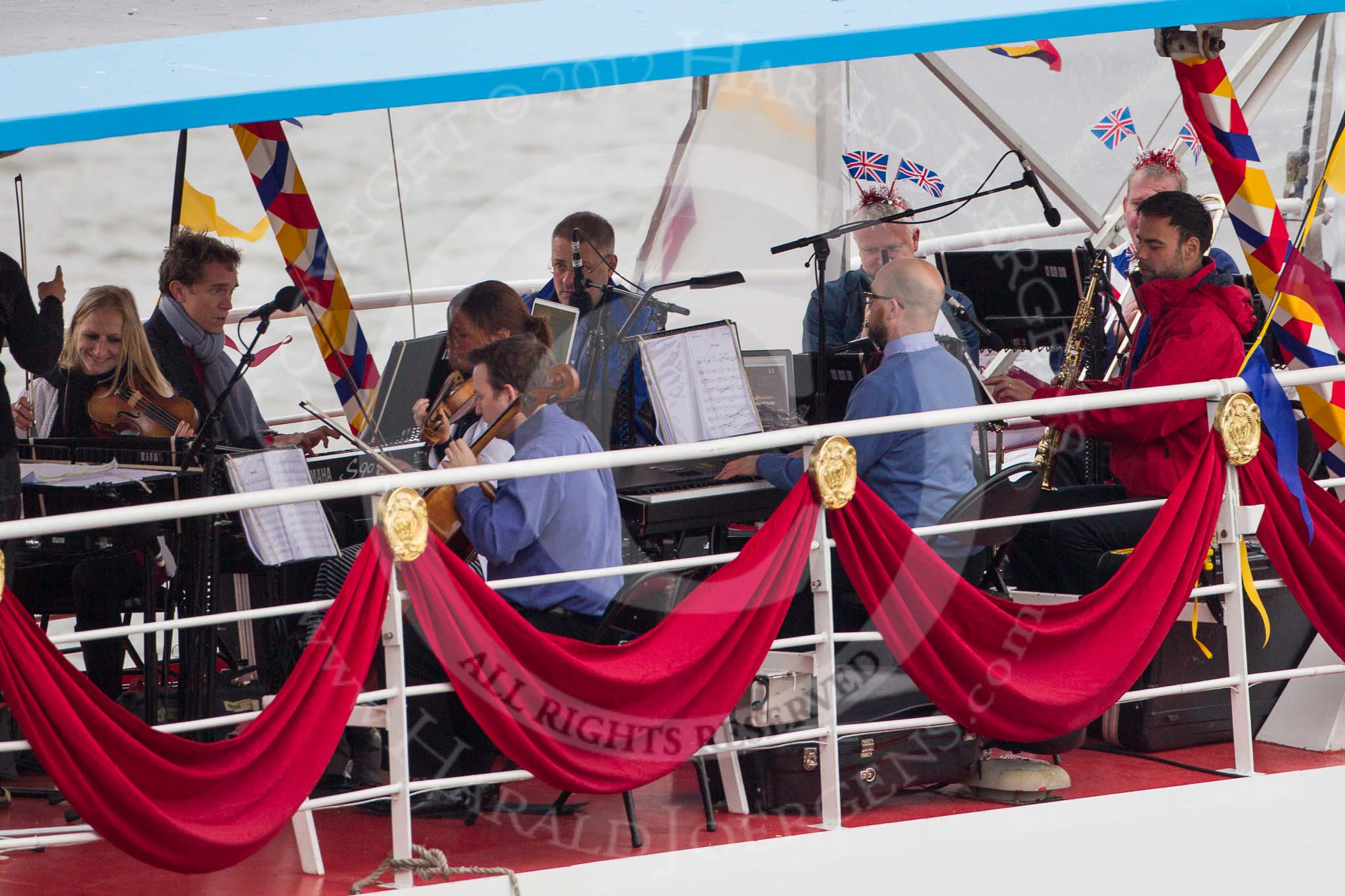 Thames Diamond Jubilee Pageant: NEW WATER MUSIC- Georgian (R61)..
River Thames seen from Battersea Bridge,
London,

United Kingdom,
on 03 June 2012 at 15:49, image #438