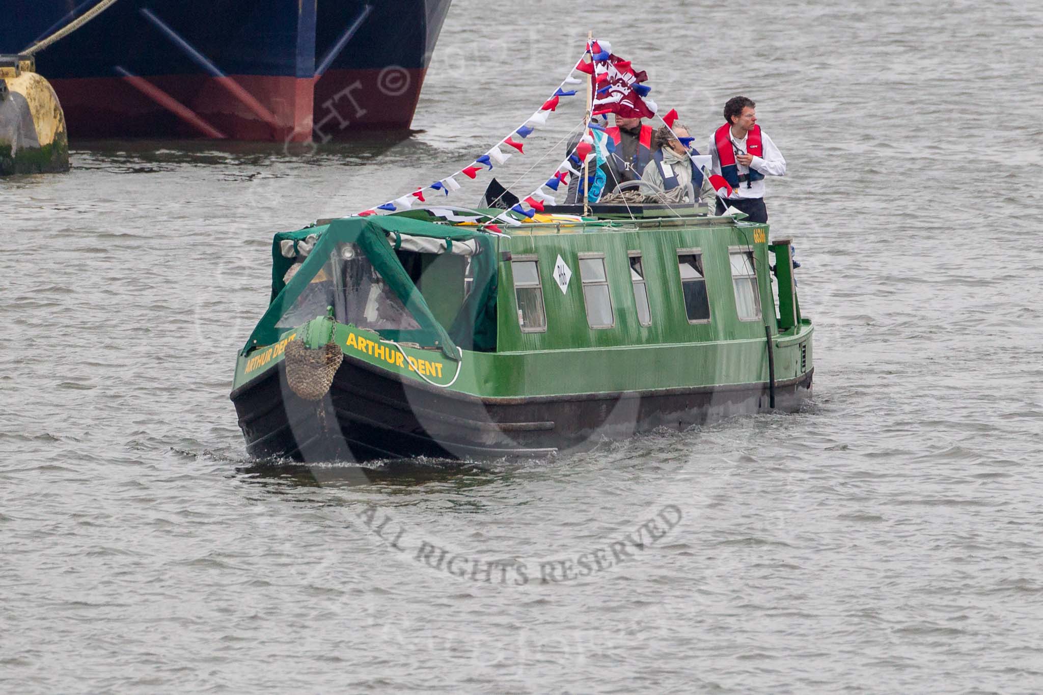 Thames Diamond Jubilee Pageant: NARROW BOATS-Arthur Dent (R66)..
River Thames seen from Battersea Bridge,
London,

United Kingdom,
on 03 June 2012 at 15:52, image #445