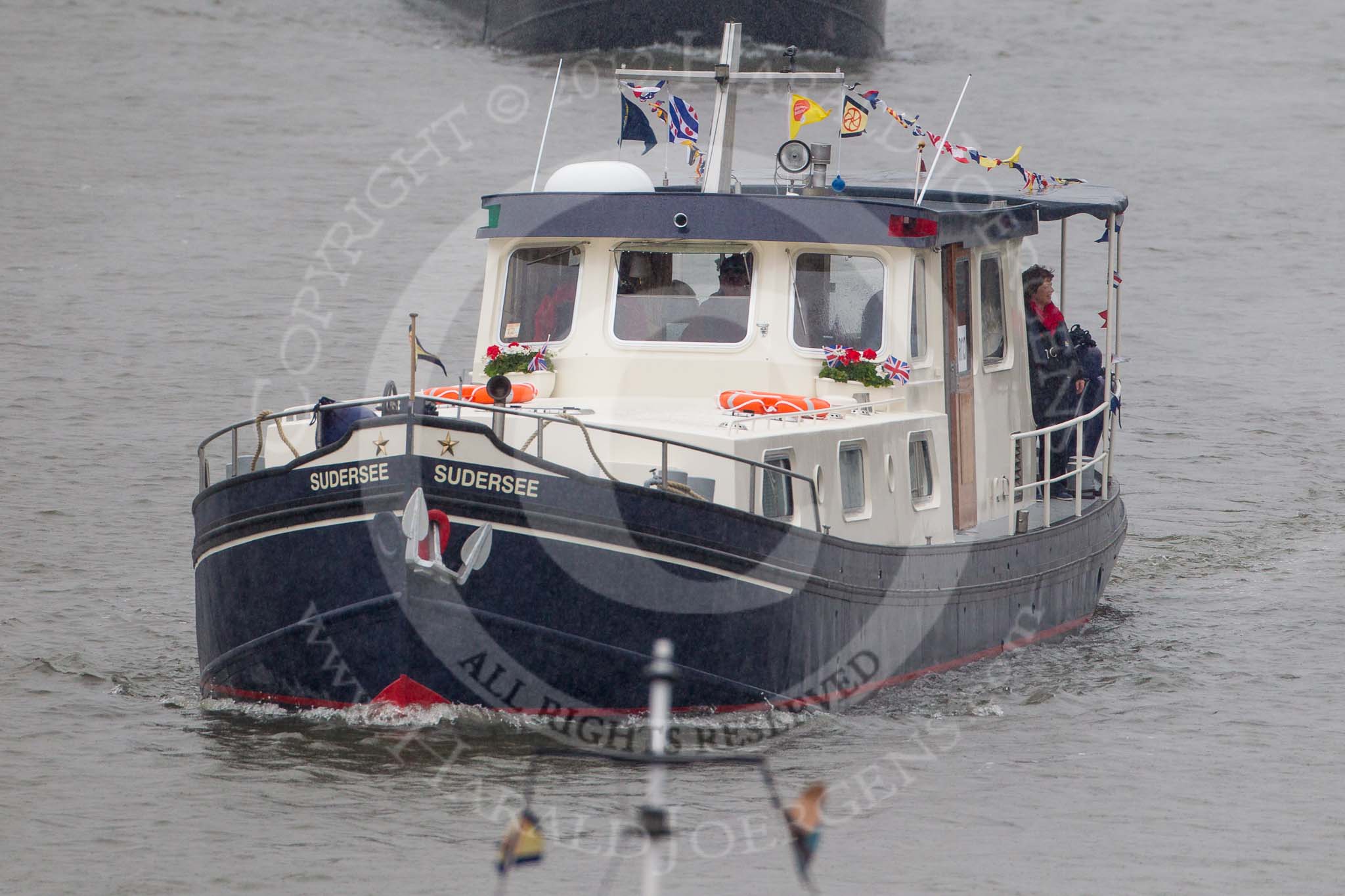 Thames Diamond Jubilee Pageant: BARGES-Sudersee (R113)..
River Thames seen from Battersea Bridge,
London,

United Kingdom,
on 03 June 2012 at 16:00, image #485