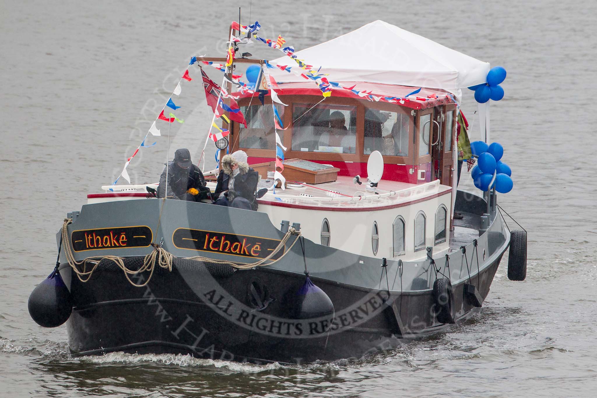 Thames Diamond Jubilee Pageant: BARGES-Ithake (R120)..
River Thames seen from Battersea Bridge,
London,

United Kingdom,
on 03 June 2012 at 16:01, image #495