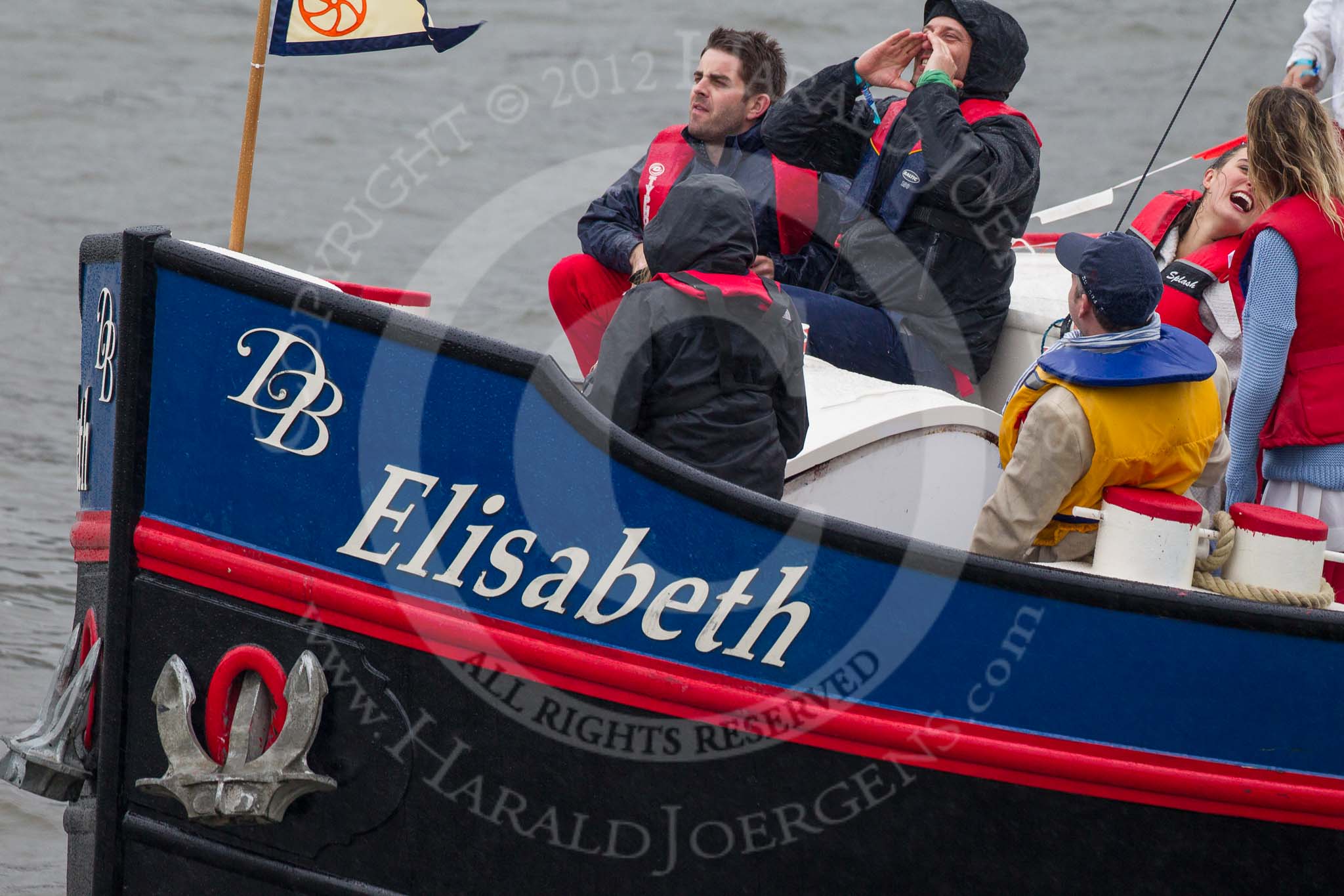 Thames Diamond Jubilee Pageant: BARGES-Elisabeth (R114)..
River Thames seen from Battersea Bridge,
London,

United Kingdom,
on 03 June 2012 at 16:02, image #500