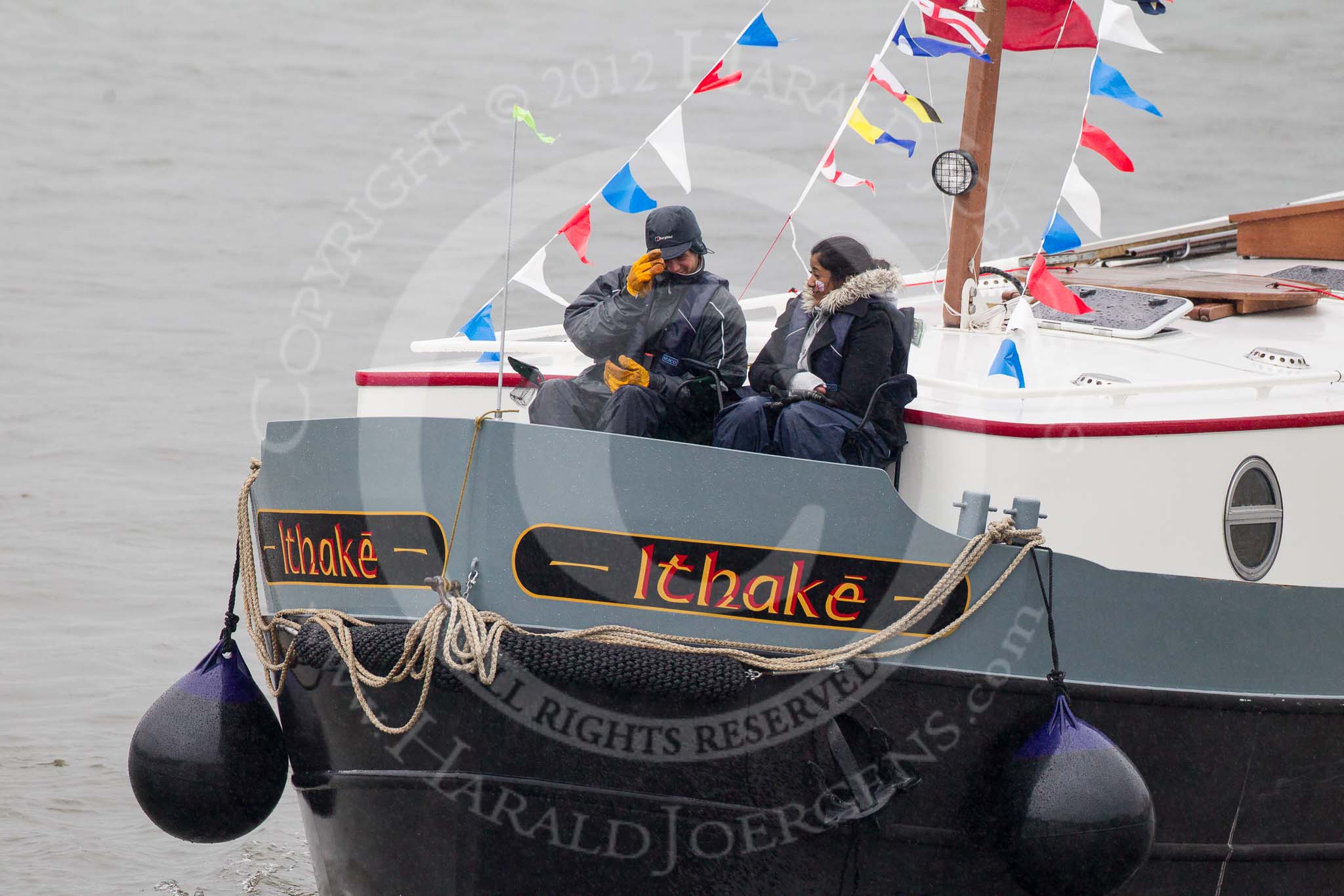 Thames Diamond Jubilee Pageant: BARGES-Ithake (R120)..
River Thames seen from Battersea Bridge,
London,

United Kingdom,
on 03 June 2012 at 16:02, image #501