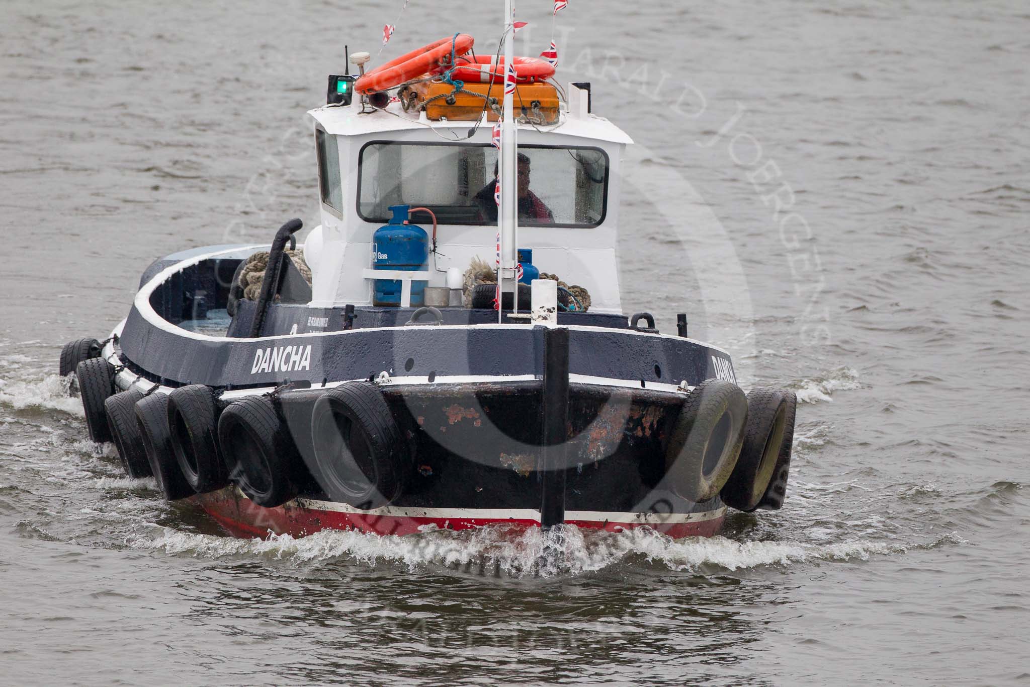 Thames Diamond Jubilee Pageant: PAGEANT WORK BOATS-Dancha (W46)..
River Thames seen from Battersea Bridge,
London,

United Kingdom,
on 03 June 2012 at 16:05, image #513