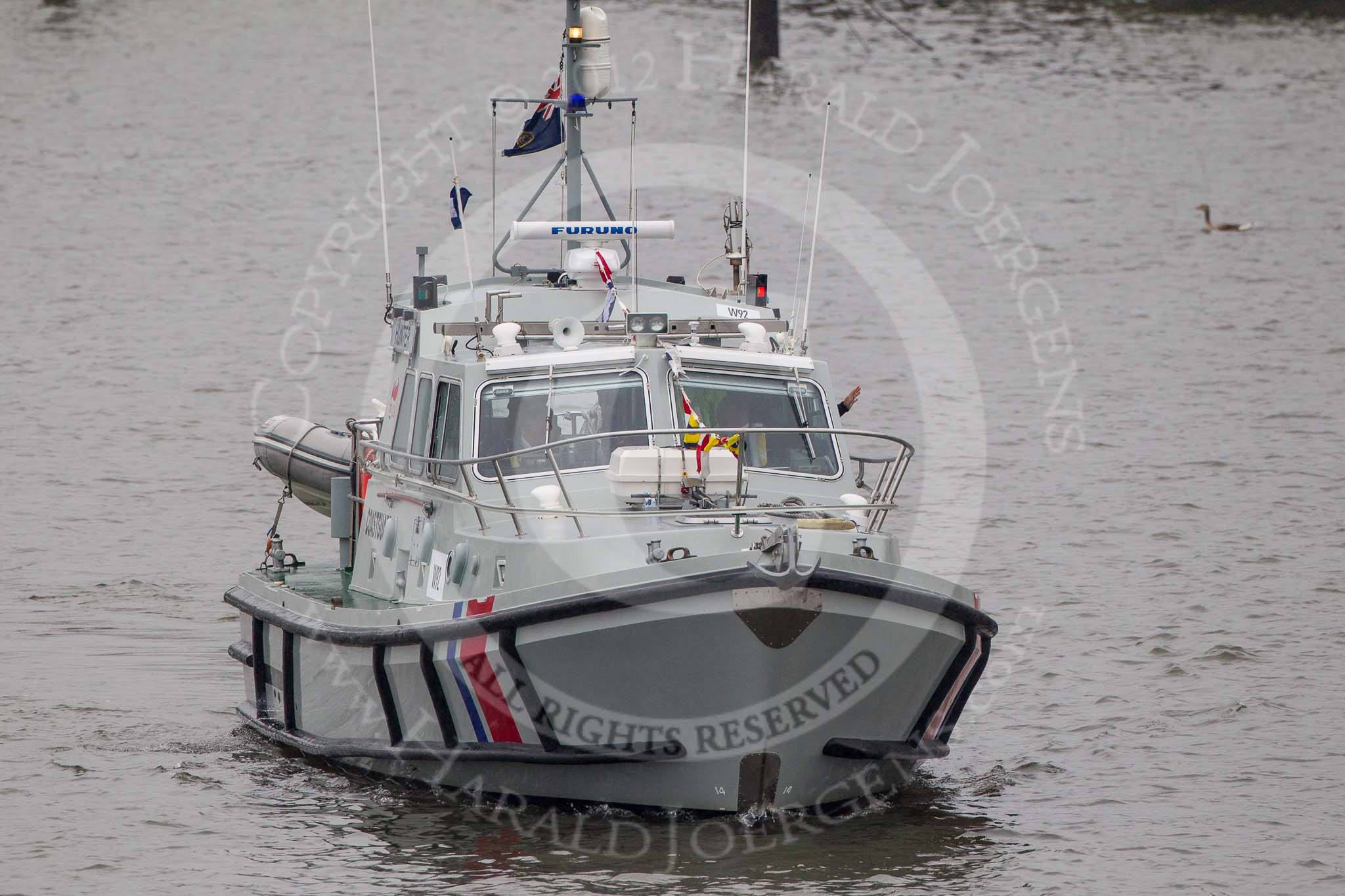 Thames Diamond Jubilee Pageant: PLA, MCA & EA VESSELS-MCA Hunter (W92)..
River Thames seen from Battersea Bridge,
London,

United Kingdom,
on 03 June 2012 at 16:07, image #524