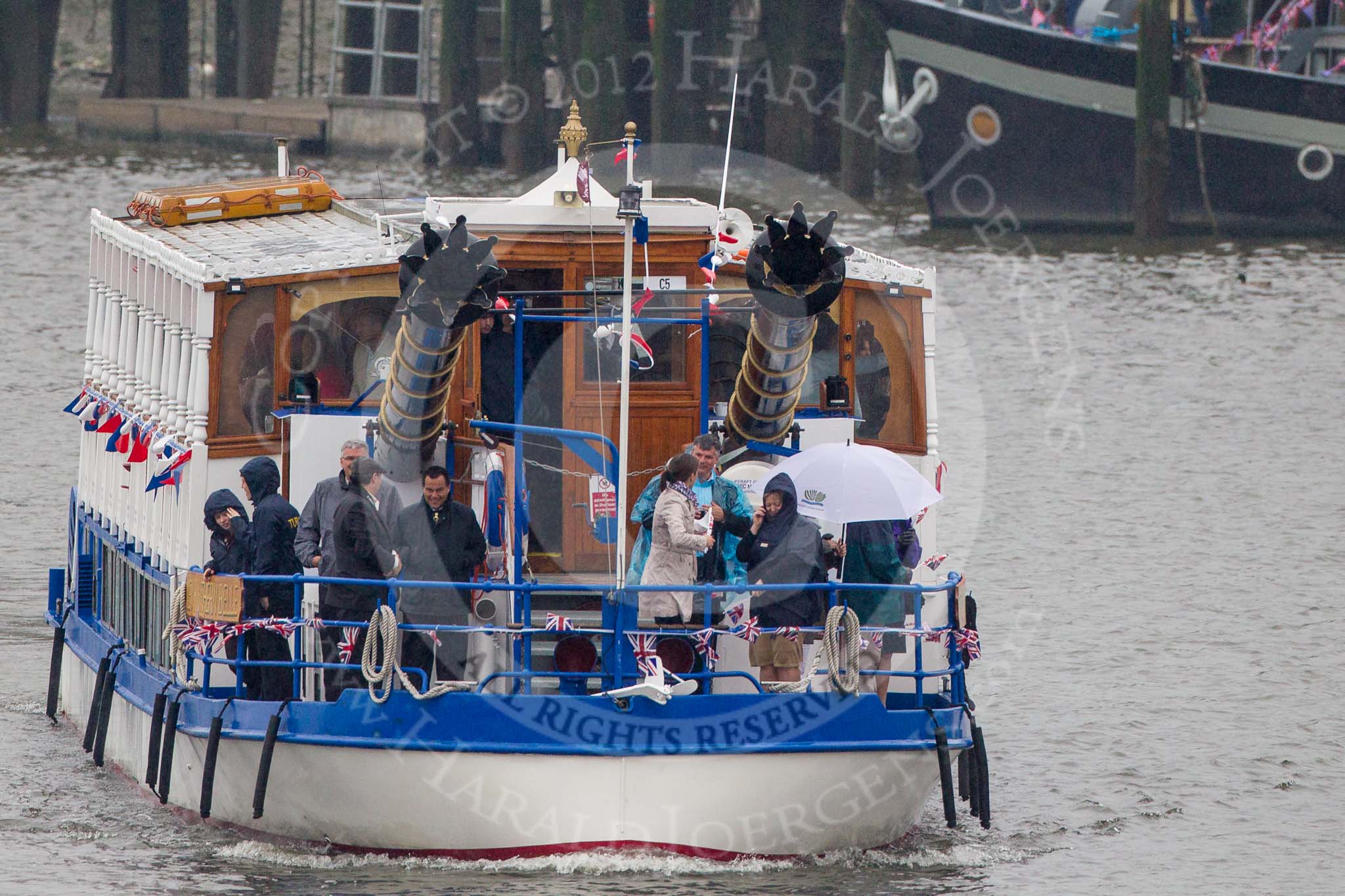 Thames Diamond Jubilee Pageant: PASSENGER BOATS- New Southern Belle (C5)..
River Thames seen from Battersea Bridge,
London,

United Kingdom,
on 03 June 2012 at 16:09, image #530