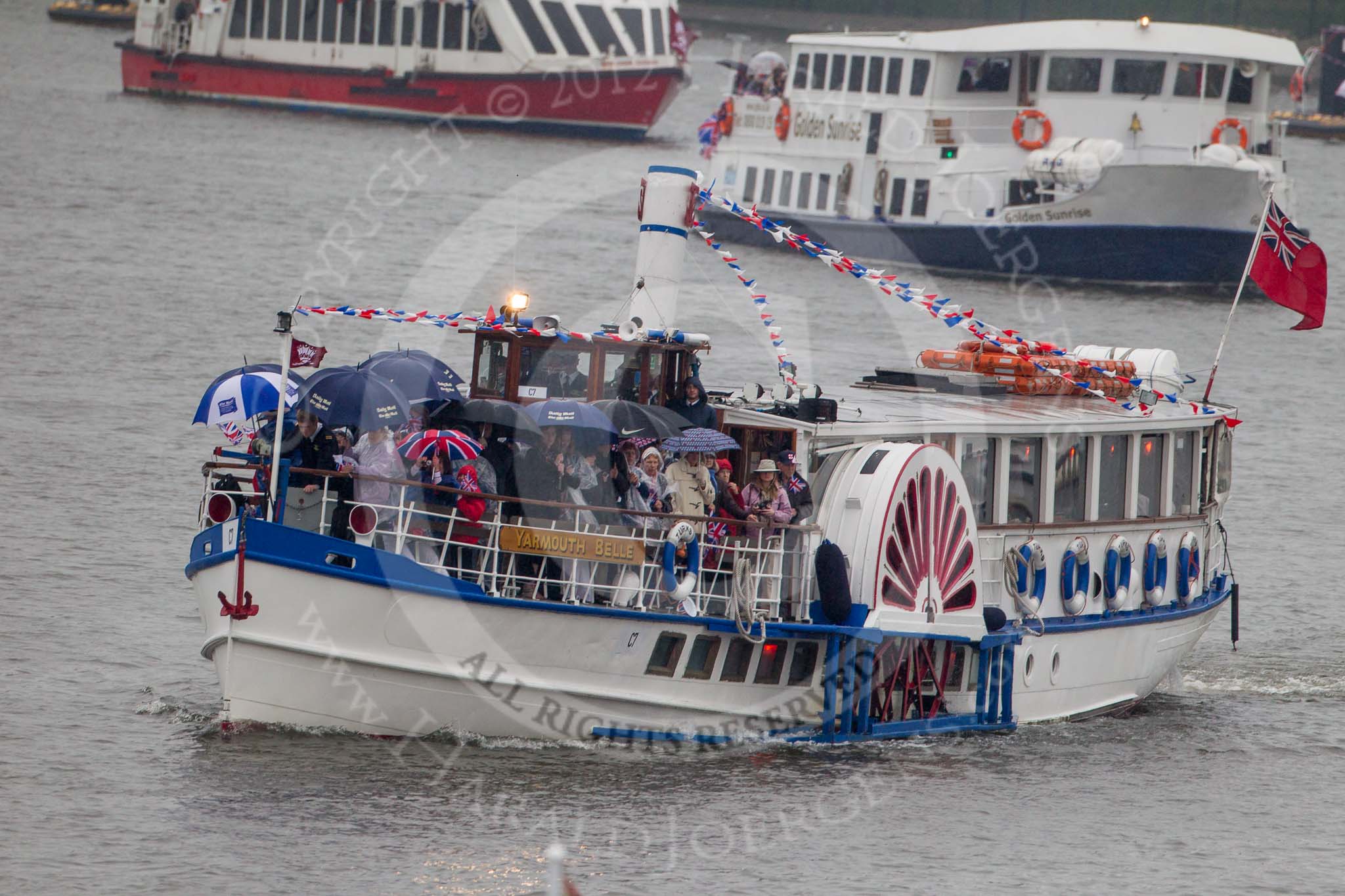 Thames Diamond Jubilee Pageant: PASSENGER BOATS- Yarmouth Belle (C7)..
River Thames seen from Battersea Bridge,
London,

United Kingdom,
on 03 June 2012 at 16:09, image #531