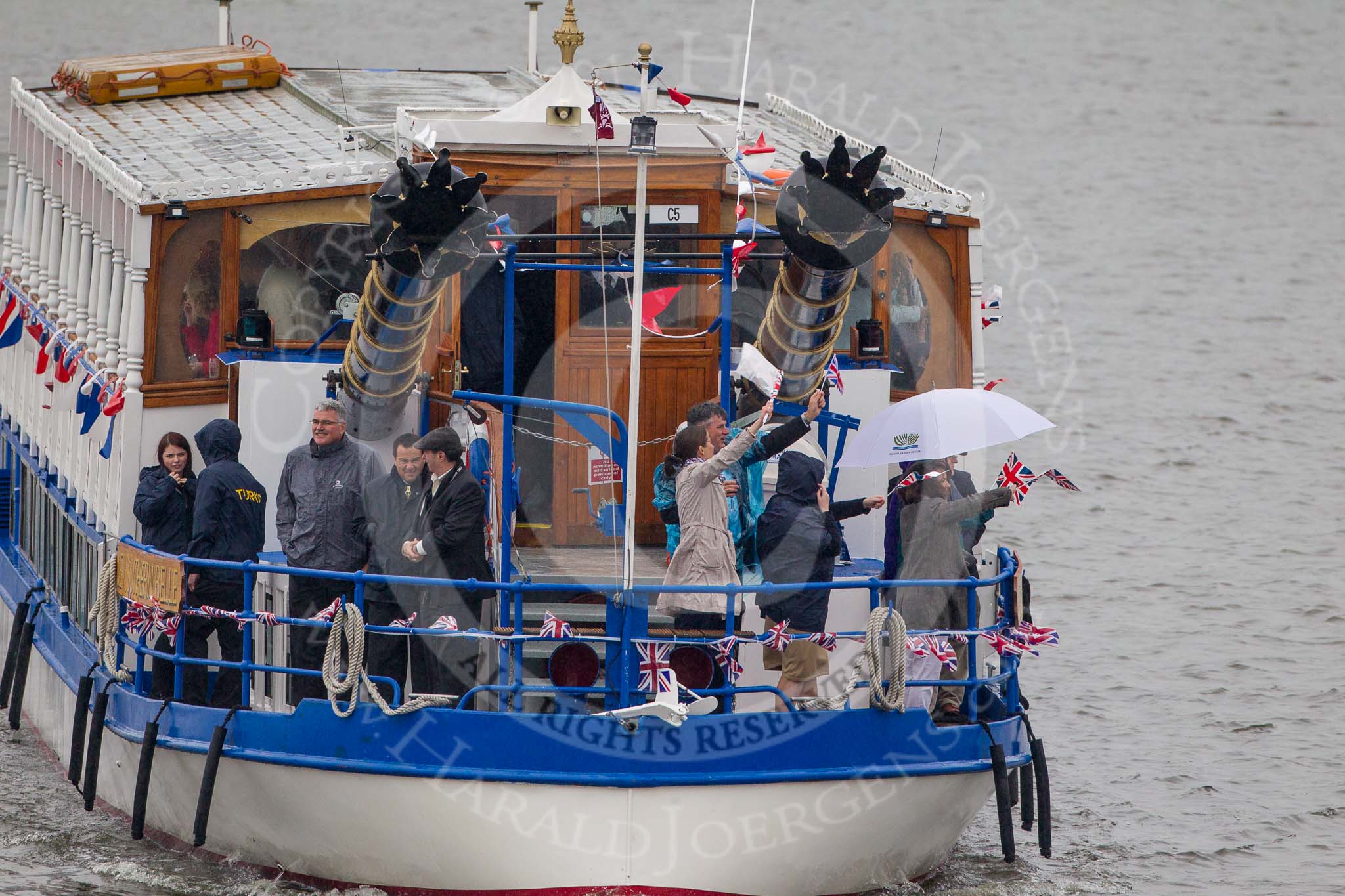 Thames Diamond Jubilee Pageant: PASSENGER BOATS- New Southern Belle (C5)..
River Thames seen from Battersea Bridge,
London,

United Kingdom,
on 03 June 2012 at 16:09, image #537