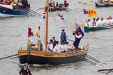 Thames Diamond Jubilee Pageant: VIKING LONGBOAT & INVASION CRAFT-The Hereford Bull (M41)..
River Thames seen from Battersea Bridge,
London,

United Kingdom,
on 03 June 2012 at 14:41, image #92