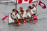 Thames Diamond Jubilee Pageant: WAKA & CANOE-Lootaas (Canada) (M194)..
River Thames seen from Battersea Bridge,
London,

United Kingdom,
on 03 June 2012 at 14:50, image #140