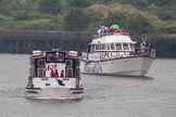 Thames Diamond Jubilee Pageant: PASSENGER BOATS- Old London (C9) and Rum Jungle (Nottinghamshire) (C11)..
River Thames seen from Battersea Bridge,
London,

United Kingdom,
on 03 June 2012 at 16:09, image #532