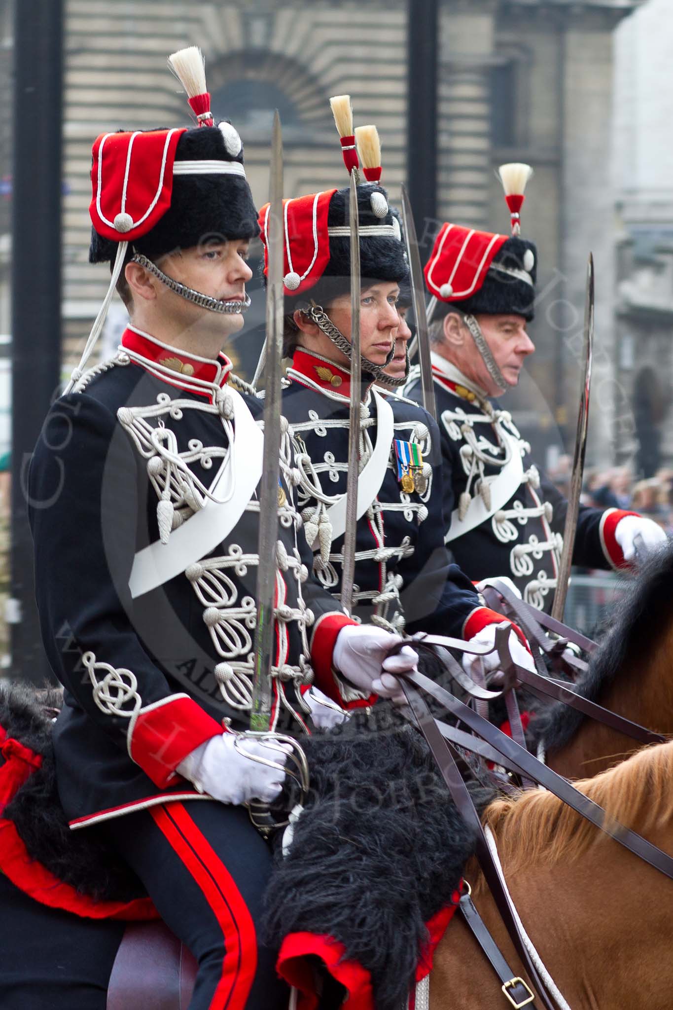 The Lord Mayor's Show 2011: The Light Cavalry, HAC, protecting the Lord Mayor's coach (http://www.lchac.org.uk/)..
Opposite Mansion House, City of London,
London,
-,
United Kingdom,
on 12 November 2011 at 10:38, image #8